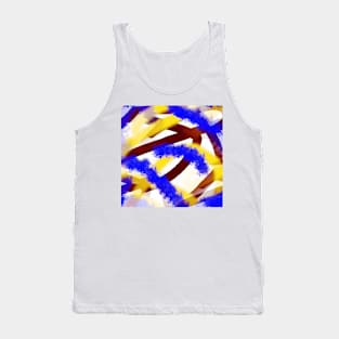 Blue, yellow and brown Tank Top